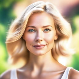 A high-quality digital art image of a naturally beautiful blonde woman