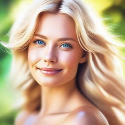 A high-quality digital art image of a naturally beautiful blonde woman