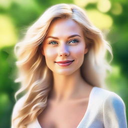 A high-quality digital art image of a naturally beautiful blonde woman