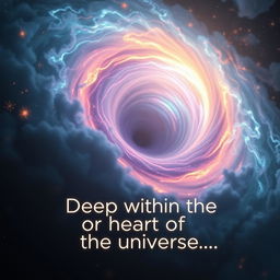 A swirling vortex of energy pulsating with vibrant colors like blue, purple, and gold, emanating a sense of immense power and mystery