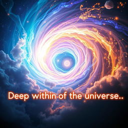 A swirling vortex of energy pulsating with vibrant colors like blue, purple, and gold, emanating a sense of immense power and mystery