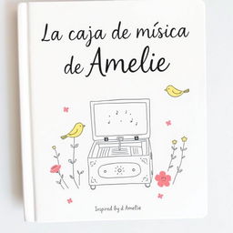 A simple and illustrative book cover for a musical educational program titled 'La caja de música de Amelie', inspired by the film Amelie