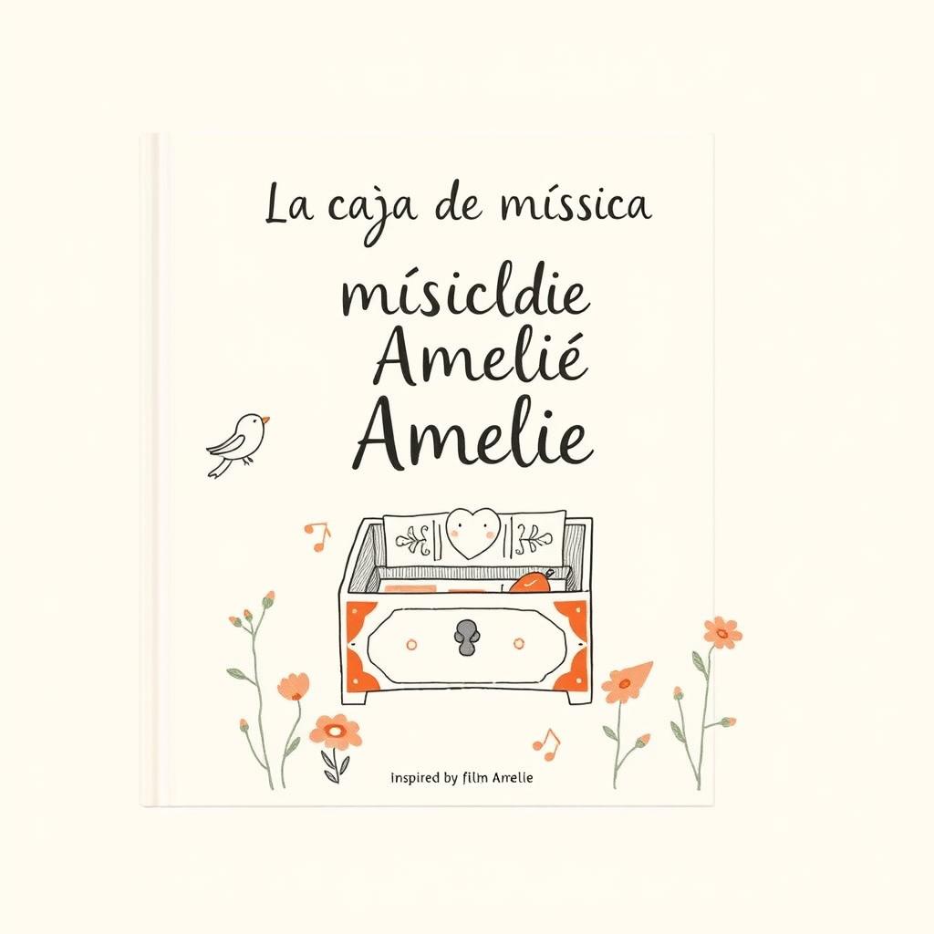 A simple and illustrative book cover for a musical educational program titled 'La caja de música de Amelie', inspired by the film Amelie