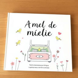 A simple and illustrative book cover for a musical educational program titled 'La caja de música de Amelie', inspired by the film Amelie