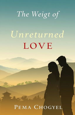 A serene and emotional cover design for the novel 'The Weight of Unreturned Love' by Pema Chogyel