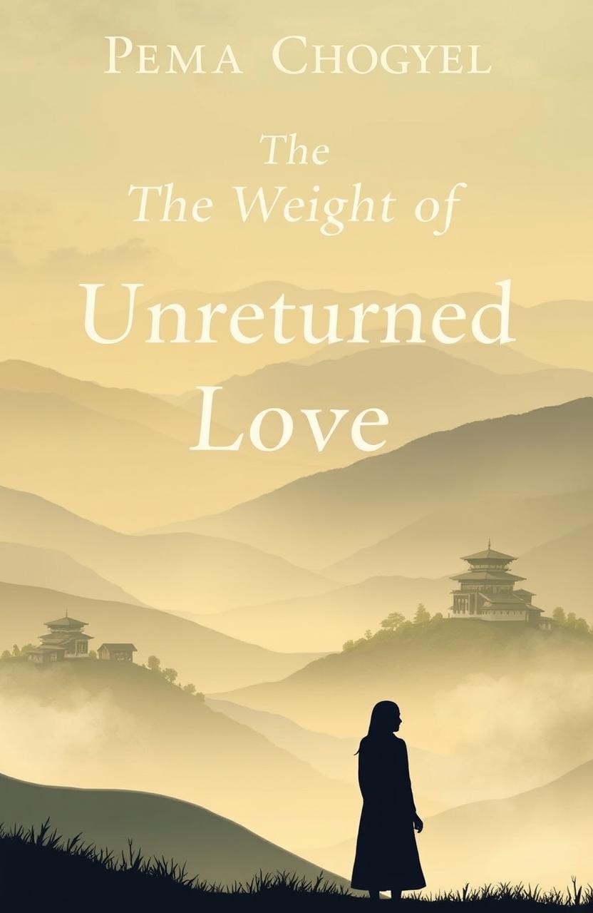 A serene and emotional cover design for the novel 'The Weight of Unreturned Love' by Pema Chogyel