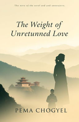 A serene and emotional cover design for the novel 'The Weight of Unreturned Love' by Pema Chogyel