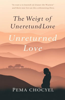 A serene and emotional cover design for the novel 'The Weight of Unreturned Love' by Pema Chogyel