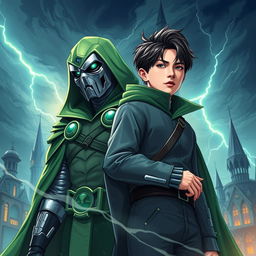 A dynamic and imaginative digital illustration featuring Dr