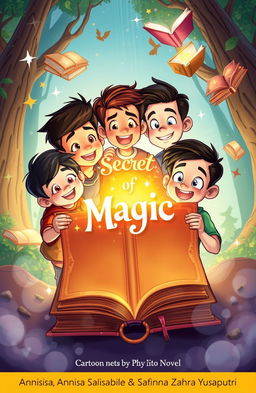 A vibrant and adventurous cover illustration for a fictional cartoon novel