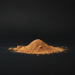 A pile of cinnamon powder scattered on the ground, viewed from a completely front angle