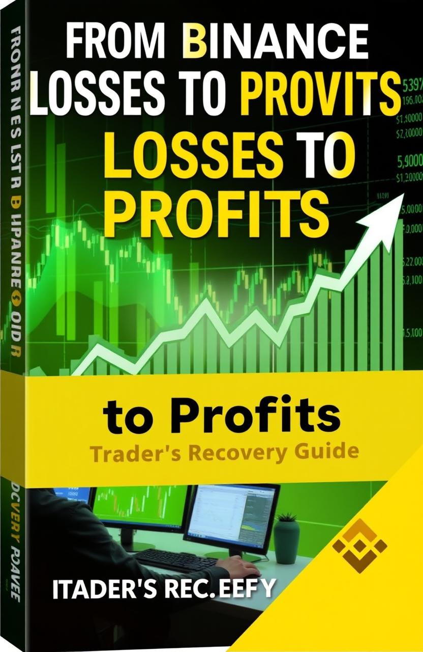 A visually engaging book cover for a financial recovery guide titled 'From Binance Losses to Profits: A Trader's Recovery Guide'