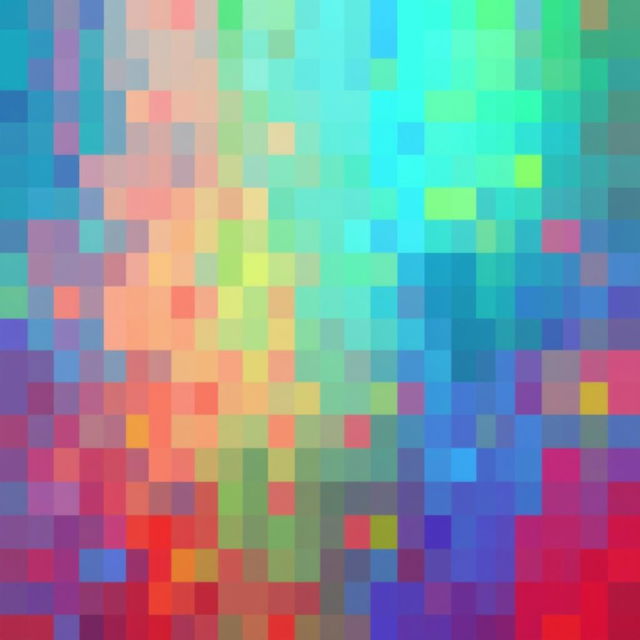 A vibrant and colorful abstract background with clear pixels, showcasing a blend of rich hues like blue, red, green, and yellow