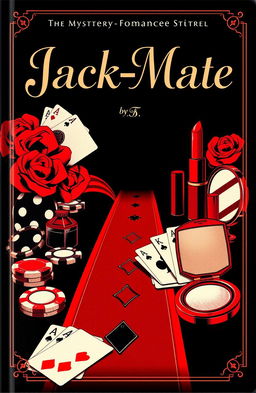 A captivating retro-style book cover for a mystery-romance novel titled "Jack-Mate", featuring an elegant casino theme