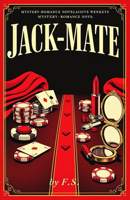 A captivating retro-style book cover for a mystery-romance novel titled "Jack-Mate", featuring an elegant casino theme