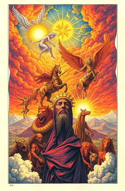 An illustrated study on the biblical book of Revelation, featuring a symbolic portrayal of the apocalyptic visions described in the text