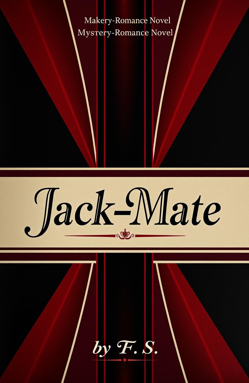 A captivating retro-style book cover for a mystery-romance novel titled 'Jack-Mate', featuring a prominent casino theme and elements of makeup