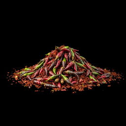 A heap of Aleppo pepper spilled on the ground, with nothing else in the image