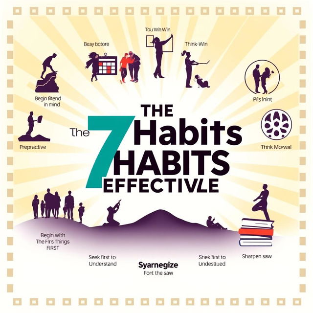 A motivational poster design for a short film titled 'The 7 Habits of Highly Effective People'