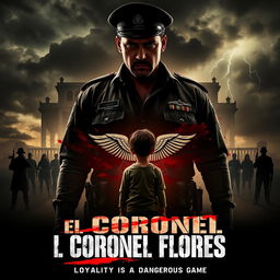 A dramatic movie poster for an action-thriller titled 'El Coronel Flores'