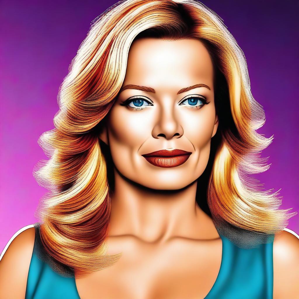 A high-quality digital art portrait of a busty woman resembling Jeri Ryan