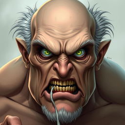 A large, intimidating figure resembling a ghoul, bald with light gray hair on the sides of his head