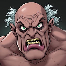 A large, intimidating figure resembling a ghoul, bald with light gray hair on the sides of his head