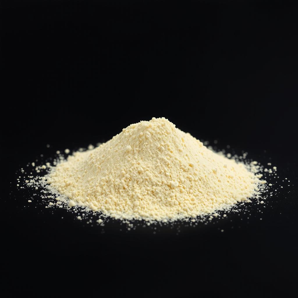 A mound of garlic powder neatly piled on a flat surface, with no other objects in the image