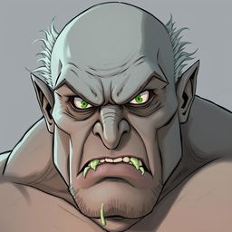 A massive, ghoul-like figure, bald with light gray hair on the sides of his head