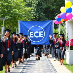 An outdoor graduation party for an Electrical and Computer Engineering (ECE) department
