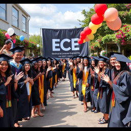 An outdoor graduation party for an Electrical and Computer Engineering (ECE) department