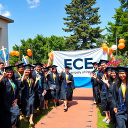 An outdoor graduation party for an Electrical and Computer Engineering (ECE) department