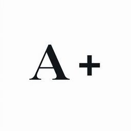 A minimalistic design featuring a large letter 'A+' prominently displayed on a white background