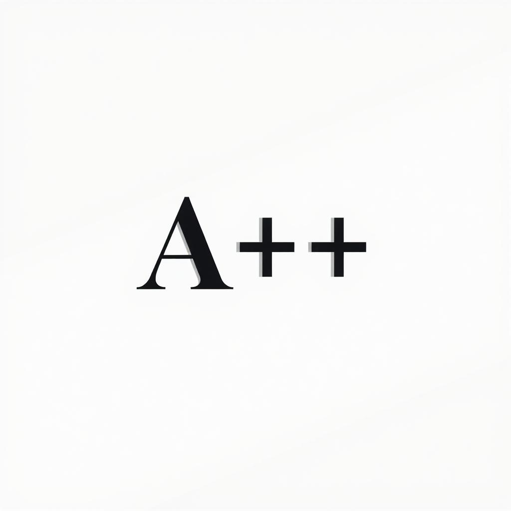 A minimalistic design featuring a large letter 'A+' prominently displayed on a white background