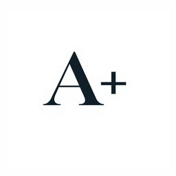 A minimalistic design featuring a large letter 'A+' prominently displayed on a white background