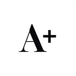 A minimalistic design featuring a large letter 'A+' prominently displayed on a white background
