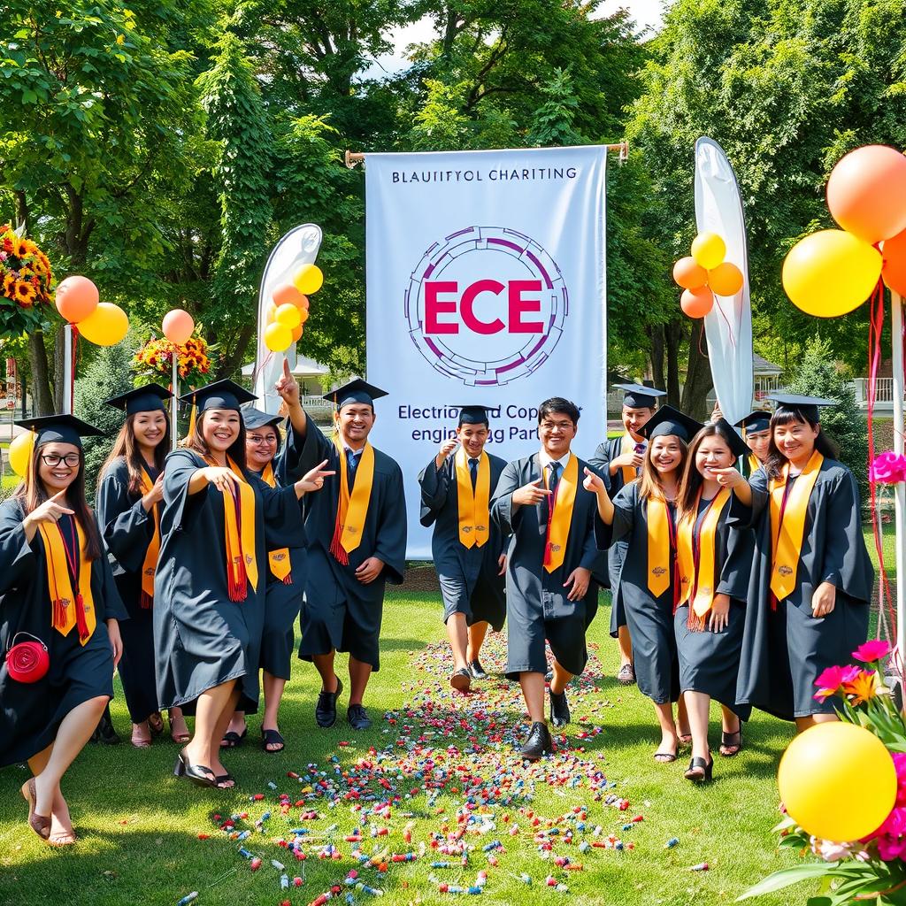 An outdoor graduation party for the Electrical and Computer Engineering (ECE) department