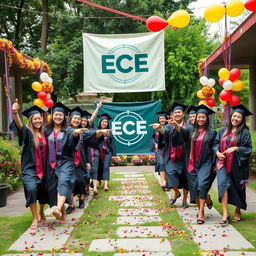 An outdoor graduation party for the Electrical and Computer Engineering (ECE) department