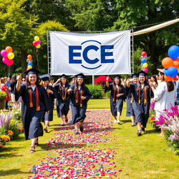 An outdoor graduation party for the Electrical and Computer Engineering (ECE) department