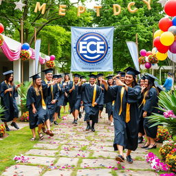 An outdoor graduation party for the Electrical and Computer Engineering (ECE) department