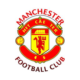 A detailed and vibrant illustration of the Manchester United club logo, showcasing the iconic red devil at the center, surrounded by a circular shield with the words 'Manchester United' at the top and 'Football Club' at the bottom