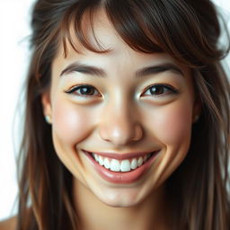 A close-up portrait of a smiling person, radiating positivity and warmth