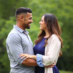 A beautiful couple standing closely together, showcasing their deep connection and love