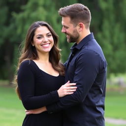 A beautiful couple standing closely together, showcasing their deep connection and love