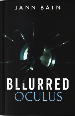 A captivating book cover for "Blurred Oculus", featuring a broken camera lens symbolizing the theme of distortion and perception