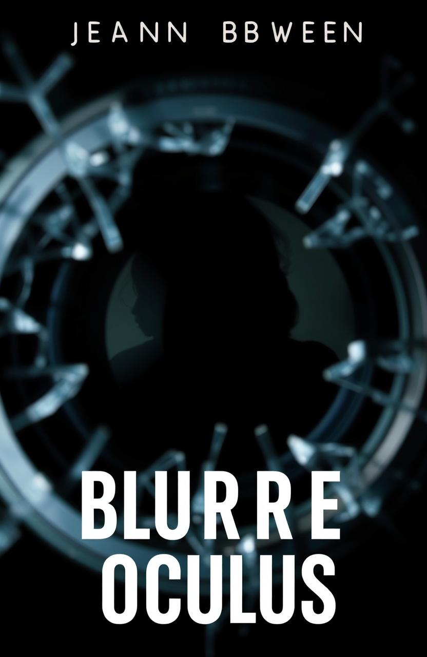 A captivating book cover for "Blurred Oculus", featuring a broken camera lens symbolizing the theme of distortion and perception