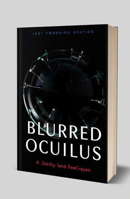 A captivating book cover for "Blurred Oculus", featuring a broken camera lens symbolizing the theme of distortion and perception