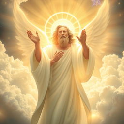 A divine figure representing God, depicted as a radiant being surrounded by a brilliant light