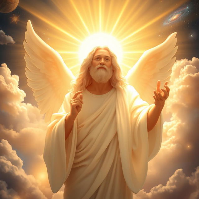 A divine figure representing God, depicted as a radiant being surrounded by a brilliant light