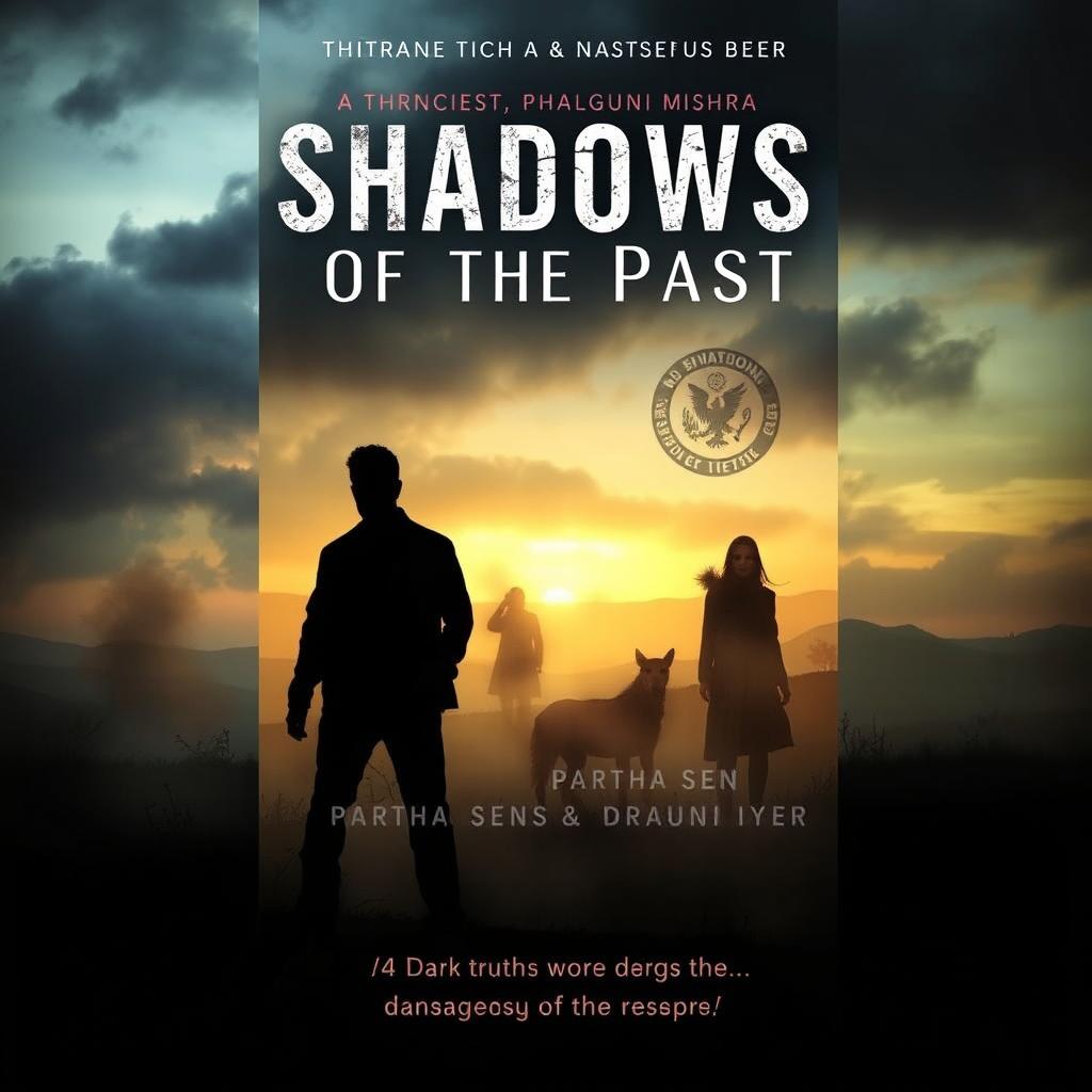 A dramatic book cover for a mystery novel titled 'Shadows of the Past'